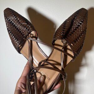 Brother Vellies Beirut Slide Brown Woven Leather Ankle Wrap Women 10 NWOT